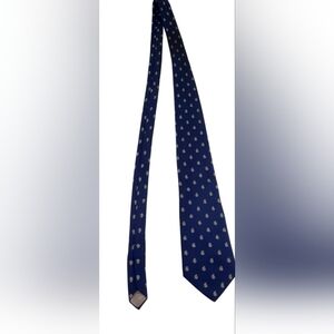 Vintage Christian Dior Tie Classic Navy Blue Small Print. 100% Silk